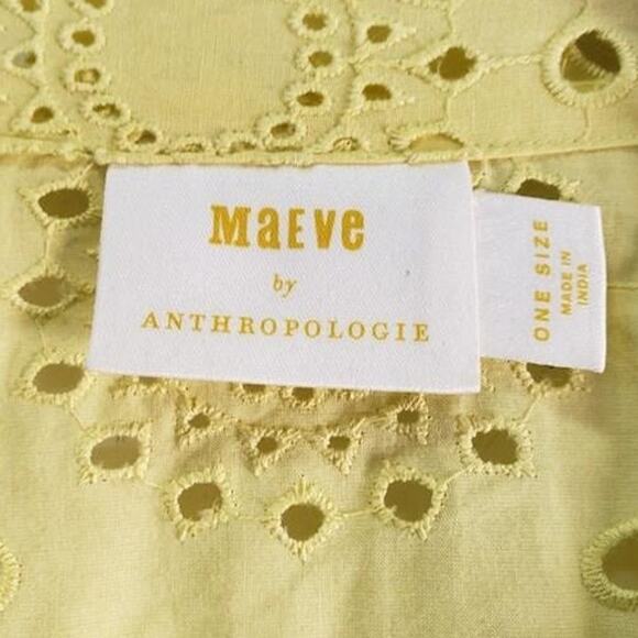 Anthropologie WOMENS ONE SIZE Maeve Cropped Navy Eyelet Boho Kimono yellow - Picture 6 of 12